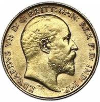 (№1902km804) Монета Великобритания 1902 год frac12; Sovereign